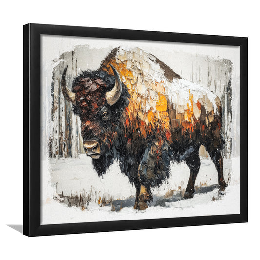 Vintage Bison Oil Painting Art, Framed  Print, Painting Art, Framed Art Print Wall Decor, Framed Picture