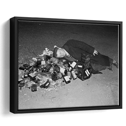 Vintage Black and White, Funny Wall Art, Prohibition Print, Bar Cart Wall Art, Floating Framed Canvas Print