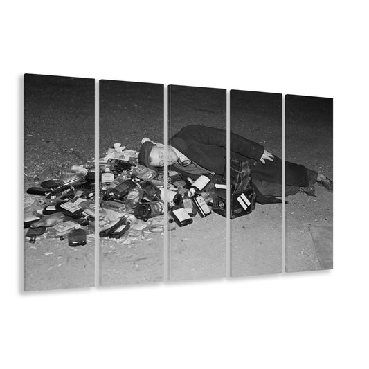 Vintage Black and White, Funny Wall Art, Prohibition Print, Bar Cart Wall Art, 5 Pieces Large Canvas Print