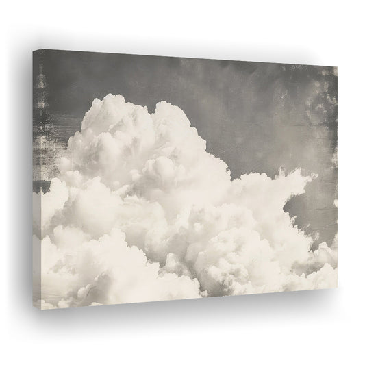 Vintage Clouds Antique Print Cottagecore Minimalist Neutral, Canvas Print Wall Art, Wall Decor, Painting Canvas