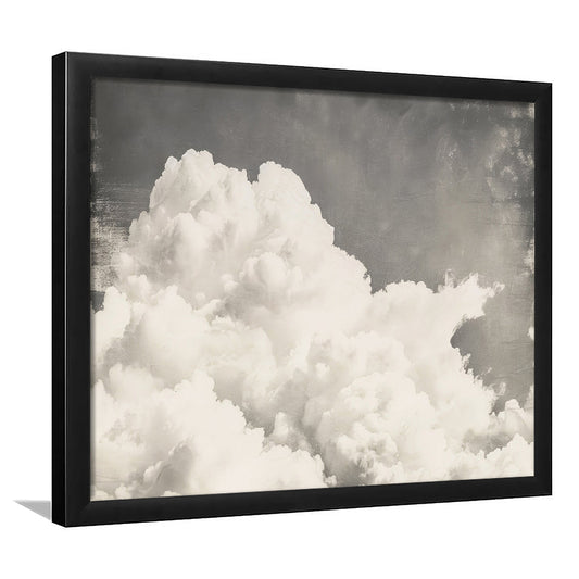 Vintage Clouds Antique Print Cottagecore Minimalist Neutral, Framed Art Print Wall Decor, Picture Framed