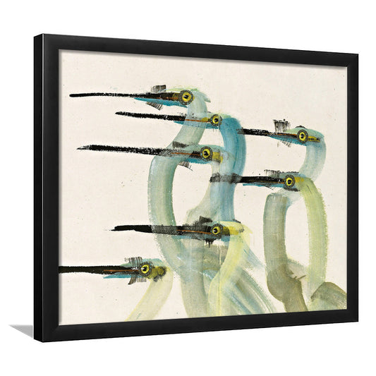 Vintage Crane Watercolor Painting Antique Audubon Bird Framed Art Print Wall Decor, Modern Farmhouse Wall Decor