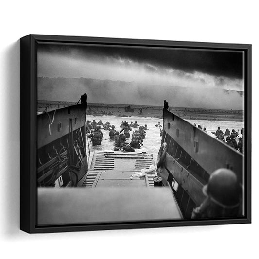 Vintage D Day Print, Operation Overlord Ww2 Photo, Black and White, 1940s Decor, Floating Framed Canvas Print