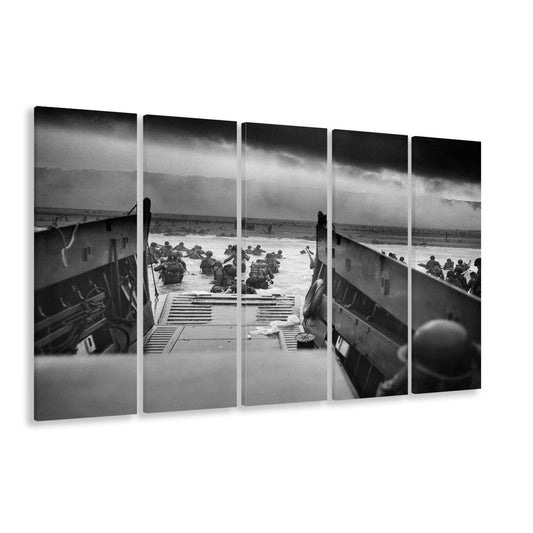 Vintage D Day Print, Operation Overlord Ww2 Photo, Black and White, 1940s Decor, 5 Pieces Large Canvas Print