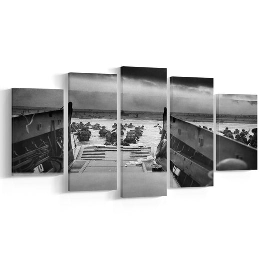Vintage D Day Print, Operation Overlord Ww2 Photo, Black and White, 1940s Decor, Mixed 5 Pieces Canvas Print