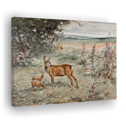 Vintage Deer Print Canvas Print Wall Art, Nursery Decor Art, Ready to hang