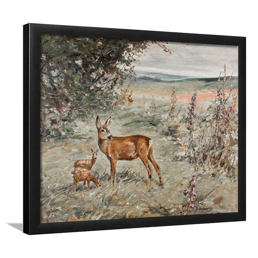 Vintage Deer Print Framed Art Print Wall Decor, Nursery Decor Art, Ready to hang
