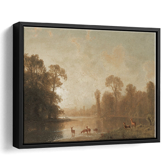 Vintage Deer Prints Print Yourself Fall Wall Decor Framed Canvas Print Wall Art, 19th Century