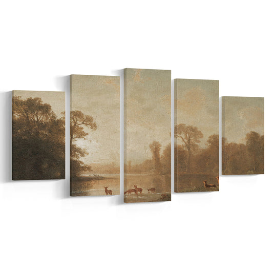 Vintage Deer Prints Print Yourself Fall Wall Decor Mixed Canvas Print Wall Art, 19th Century