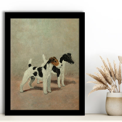 Vintage Dog Oil Painting Dog Lover Gift Antique Terrier Framed Art Print Wall Decor, Dog Art, Floating Frame