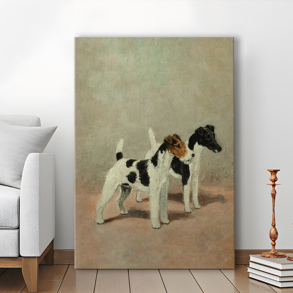 Vintage Dog Oil Painting Dog Lover Gift Antique Terrier Canvas Print Wall Art, Dog Art Dog Canvas Print Wall Art, Prints