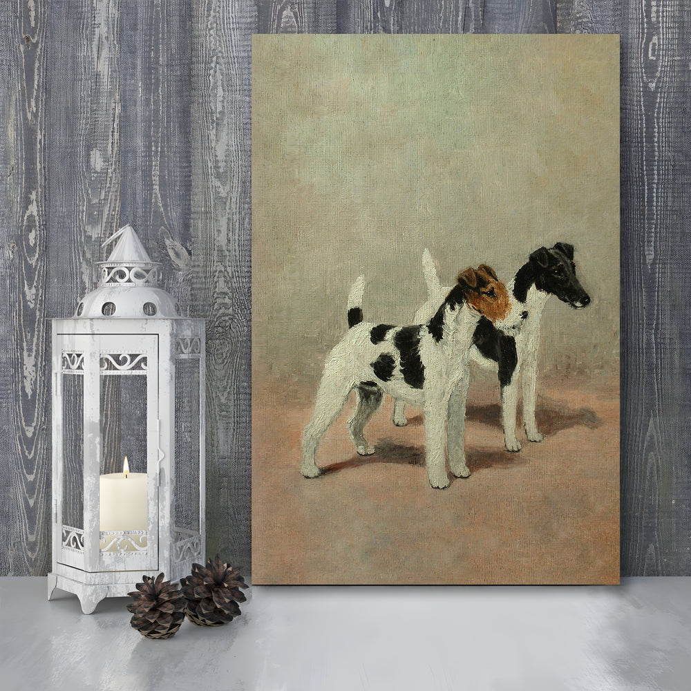 Vintage Dog Oil Painting Dog Lover Gift Antique Terrier Canvas Print Wall Art, Dog Art Dog Canvas Print Wall Art, Prints