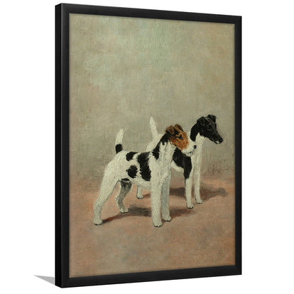 Vintage Dog Oil Painting Dog Lover Gift Antique Terrier Framed Art Print Wall Decor, Dog Art, Floating Frame