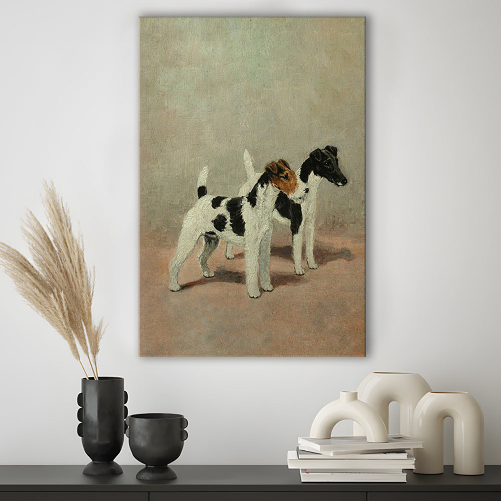 Vintage Dog Oil Painting Dog Lover Gift Antique Terrier Canvas Print Wall Art, Dog Art Dog Canvas Print Wall Art, Prints