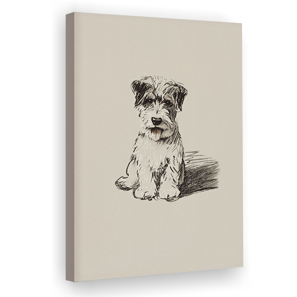 Vintage Dog Sketch Canvas Print Wall Art, Yourself Baby Shower Gift Nursery Print