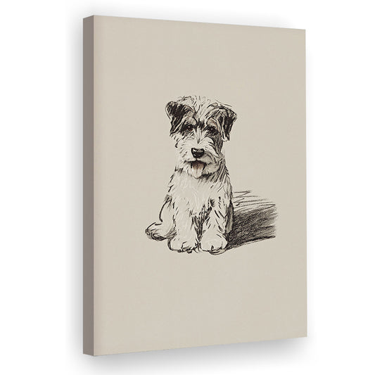 Vintage Dog Sketch Canvas Print Wall Art, Yourself Baby Shower Gift Nursery Print