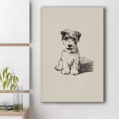 Vintage Dog Sketch Canvas Print Wall Art, Yourself Baby Shower Gift Nursery Print