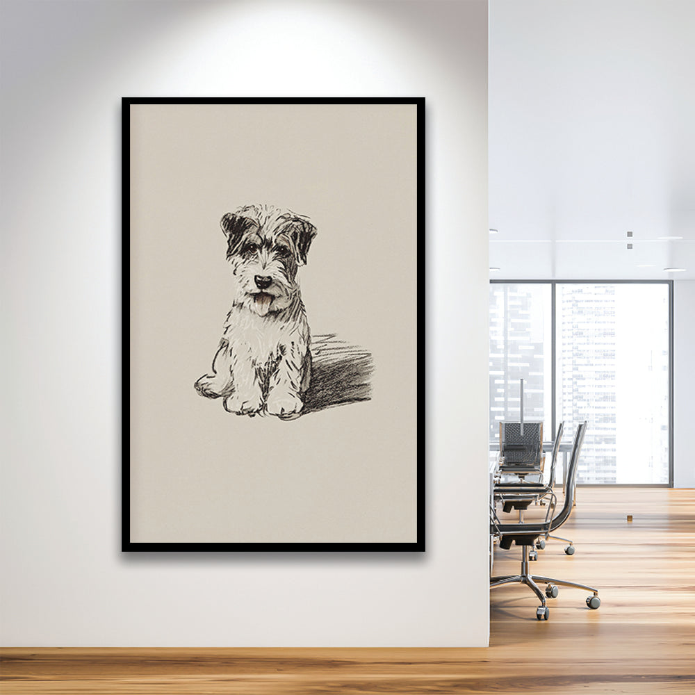 Vintage Dog Sketch Framed Art Print Wall Decor, Yourself Baby Shower Gift Nursery Print