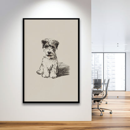 Vintage Dog Sketch Framed Art Print Wall Decor, Yourself Baby Shower Gift Nursery Print