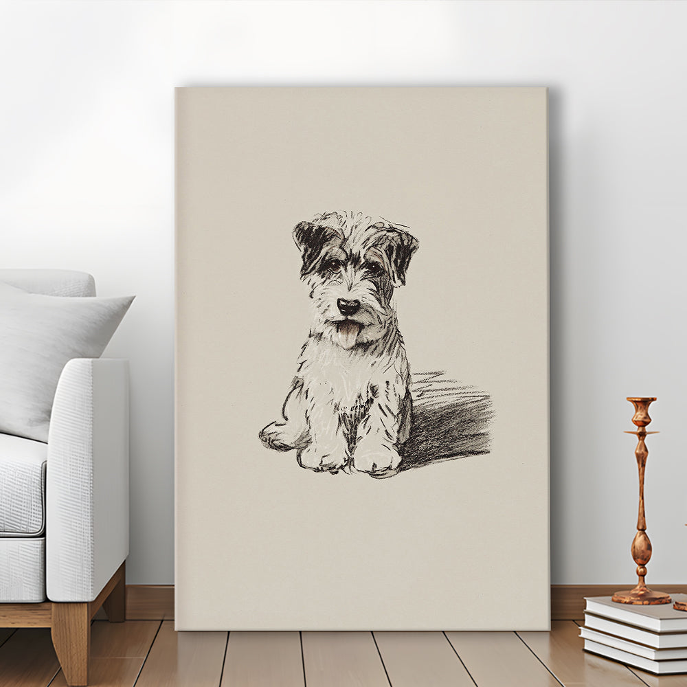 Vintage Dog Sketch Canvas Print Wall Art, Yourself Baby Shower Gift Nursery Print