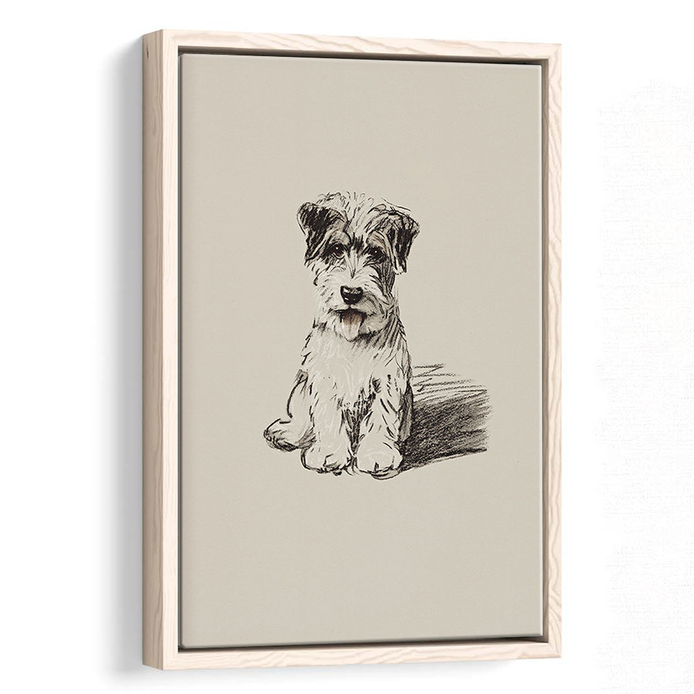 Vintage Dog Sketch Framed Canvas Print Wall Art, Yourself Baby Shower Gift Nursery Print