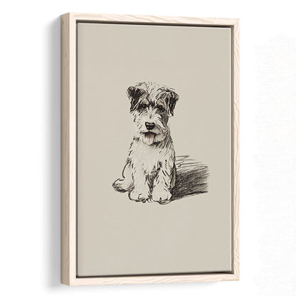 Vintage Dog Sketch Framed Canvas Print Wall Art, Yourself Baby Shower Gift Nursery Print