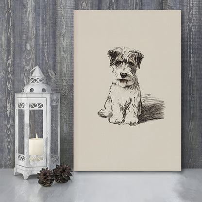 Vintage Dog Sketch Canvas Print Wall Art, Yourself Baby Shower Gift Nursery Print
