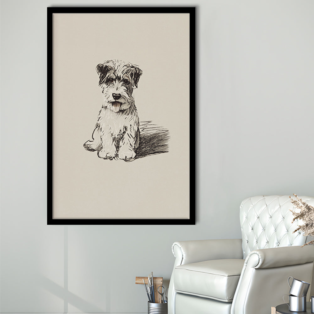 Vintage Dog Sketch Framed Art Print Wall Decor, Yourself Baby Shower Gift Nursery Print