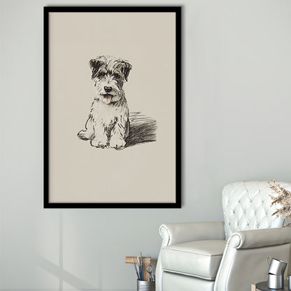 Vintage Dog Sketch Framed Art Print Wall Decor, Yourself Baby Shower Gift Nursery Print