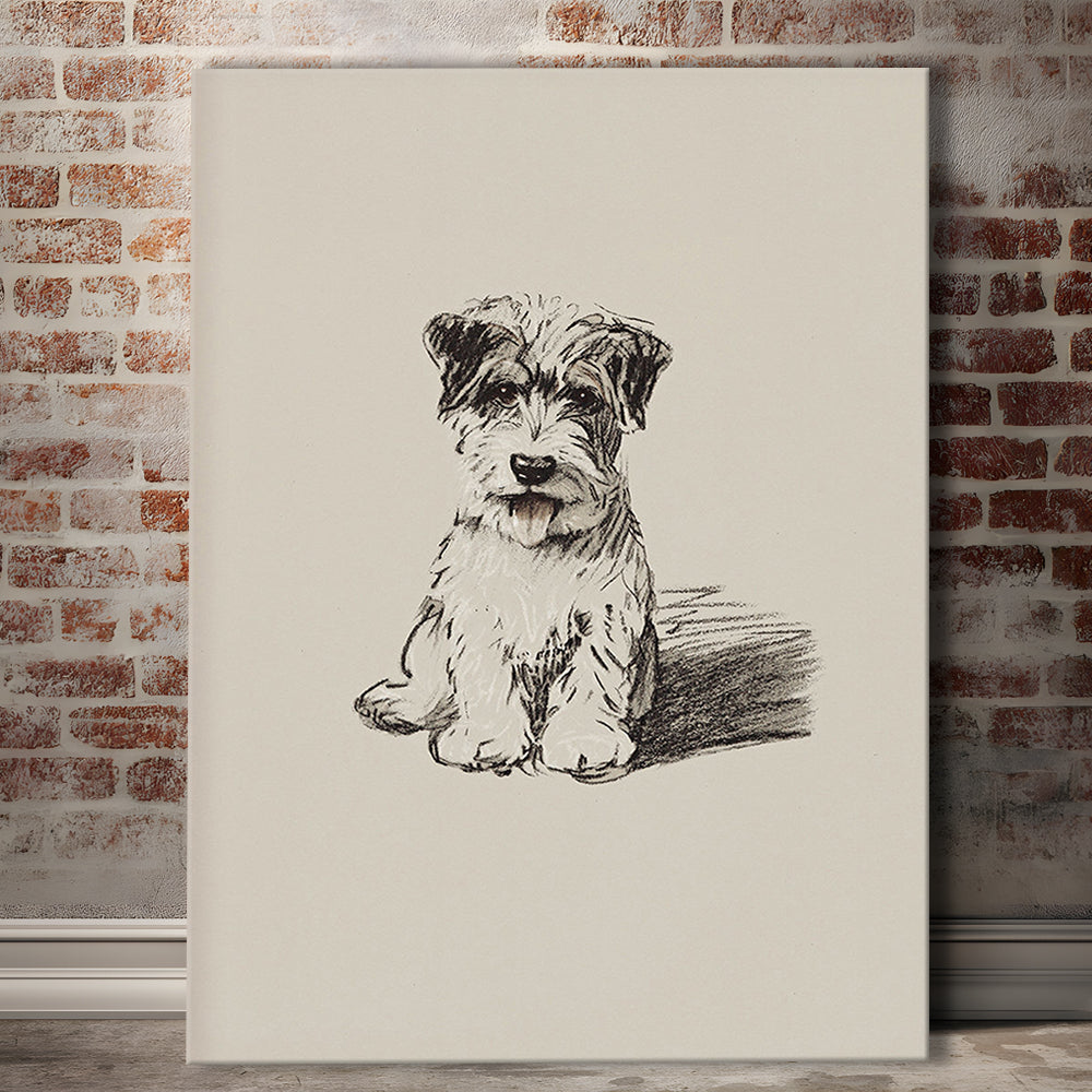 Vintage Dog Sketch Canvas Print Wall Art, Yourself Baby Shower Gift Nursery Print