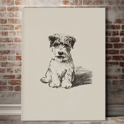 Vintage Dog Sketch Canvas Print Wall Art, Yourself Baby Shower Gift Nursery Print