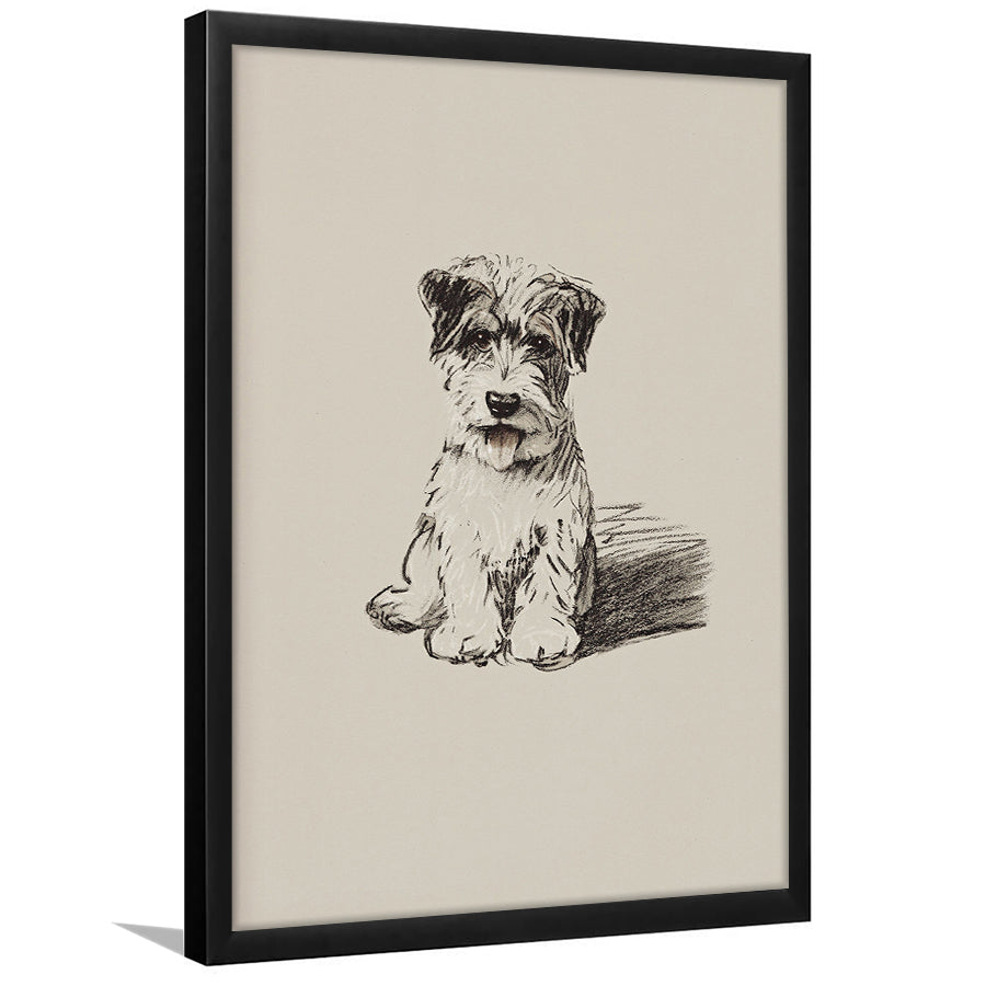 Vintage Dog Sketch Framed Art Print Wall Decor, Yourself Baby Shower Gift Nursery Print