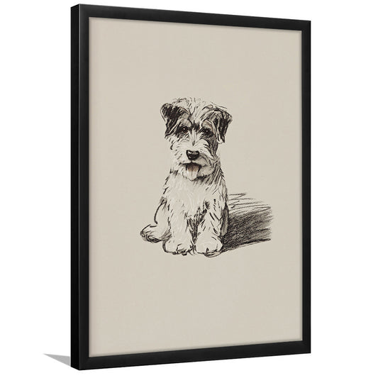 Vintage Dog Sketch Framed Art Print Wall Decor, Yourself Baby Shower Gift Nursery Print