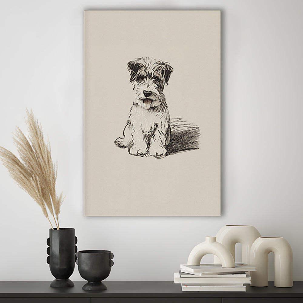Vintage Dog Sketch Canvas Print Wall Art, Yourself Baby Shower Gift Nursery Print