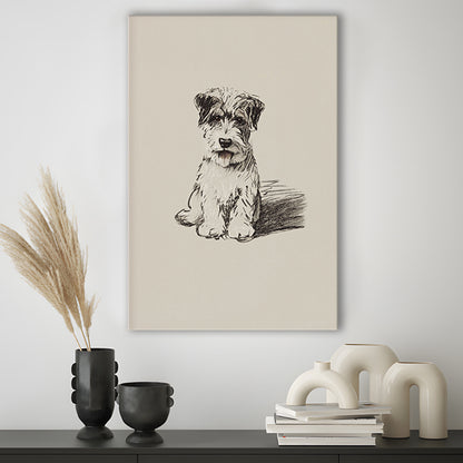 Vintage Dog Sketch Canvas Print Wall Art, Yourself Baby Shower Gift Nursery Print
