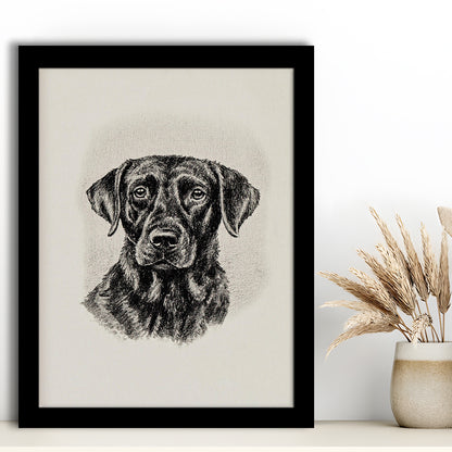 Vintage Dog Sketch of Dogs Print Yourself Antique Dog Black Lab Portrait Vintage Pet