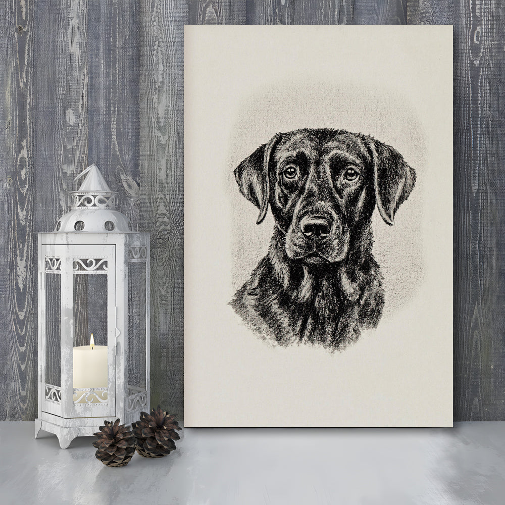 Vintage Dog Sketch of Dogs Print Yourself Antique Dog Black Lab Portrait Vintage Pet