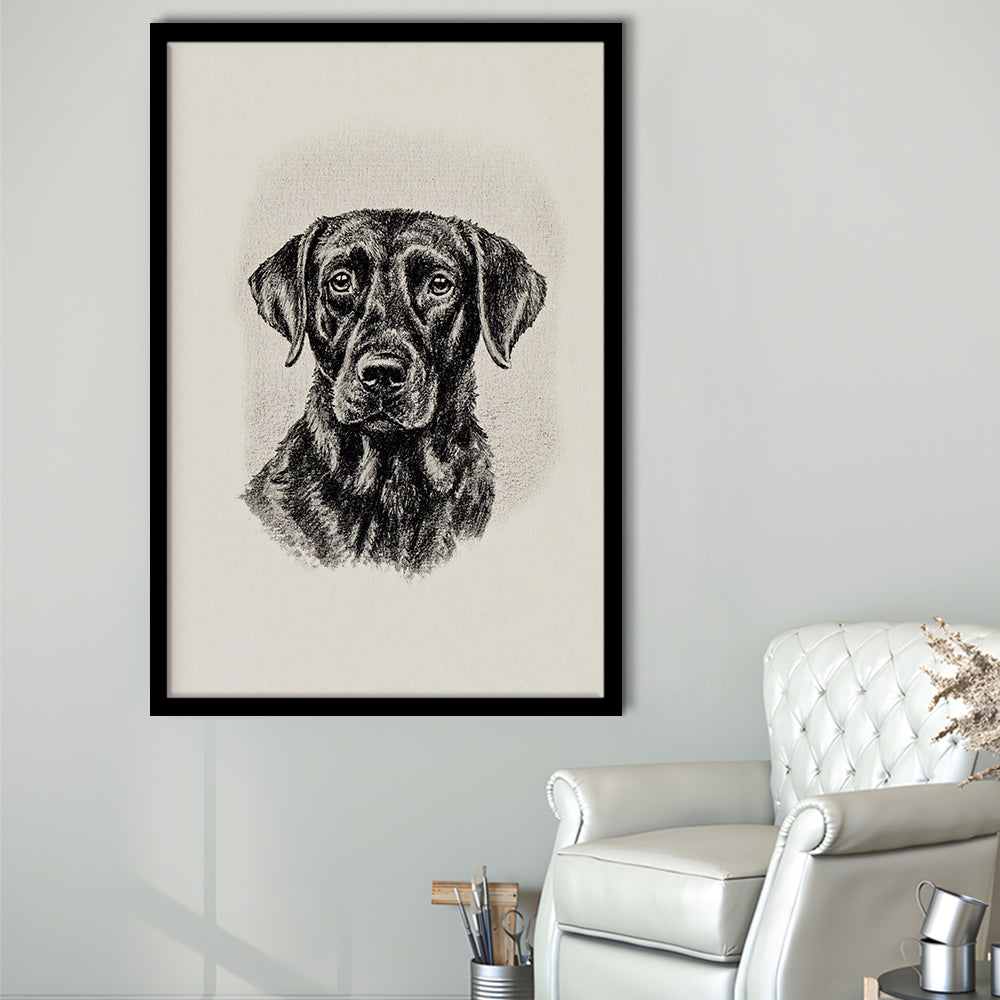 Vintage Dog Sketch of Dogs Print Yourself Antique Dog Black Lab Portrait Vintage Pet