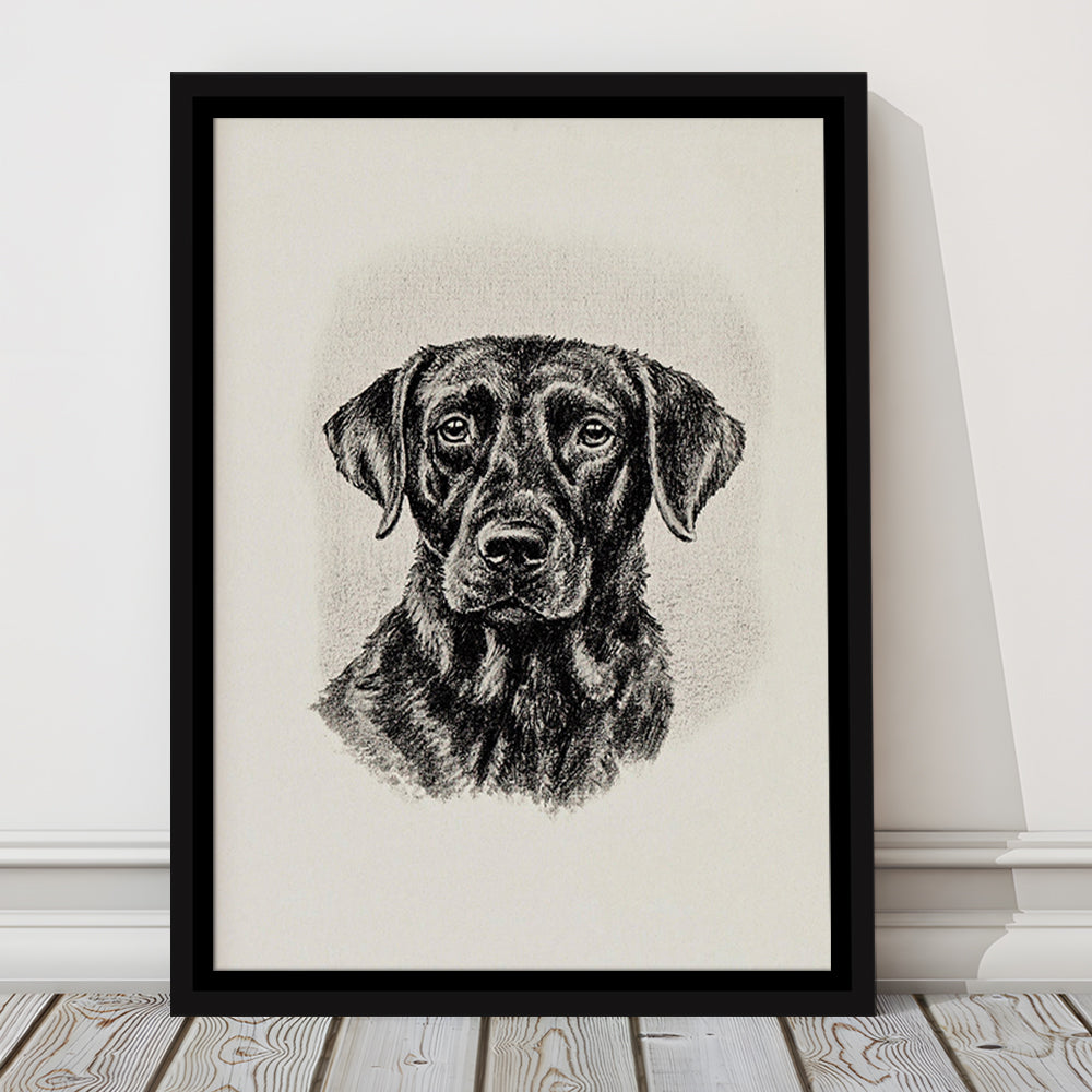 Vintage Dog Sketch of Dogs Print Yourself Antique Dog Black Lab Portrait Vintage Pet