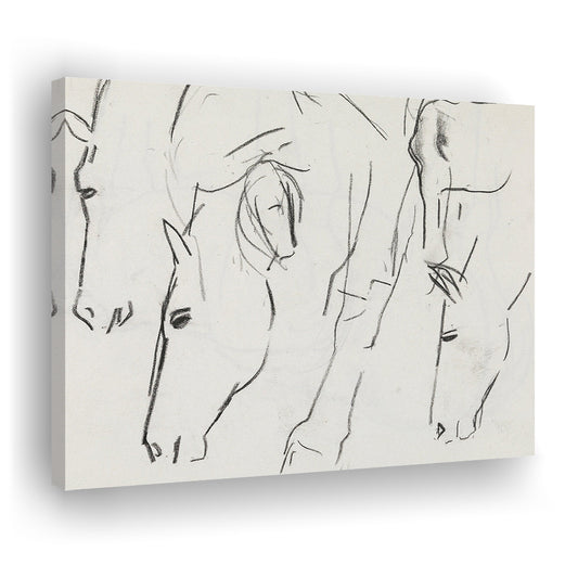 Vintage Equestrian Art Neutral Canvas Print Wall Art, Horse Art Print Cottage Core Decor Apartment Decor Rustic Wall Art