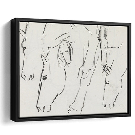 Vintage Equestrian Art Neutral Framed Canvas Print Wall Art, Horse Art Print Cottage Core Decor, Apartment Rustic Wall Art