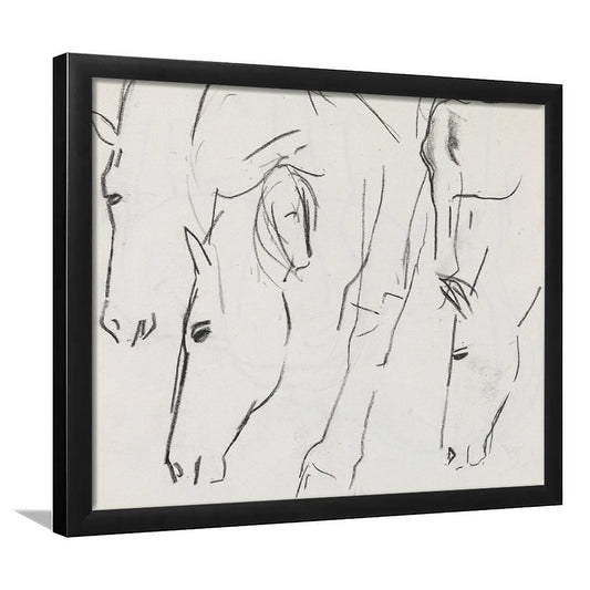 Vintage Equestrian Art Neutral Framed Art Print Wall Decor, Horse Art Print Cottage Core Decor, Apartment Rustic Wall Art