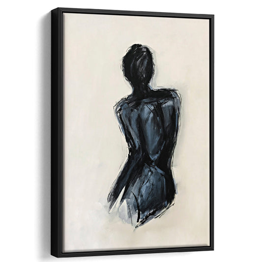 Vintage Female Figure Oil Painting Prints Minimalist Framed Canvas Print Wall Art, Bathroom Decor Modern Wall Art, Figure Art