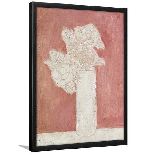 Vintage Floral Abstract Framed Art Print Wall Decor, Muted Pink Botanical Wall Decor Antique Victorian Botanical Art