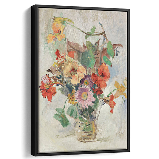 Vintage Floral Wall Art Print, Farmhouse Decor Framed Canvas Print Wall Art