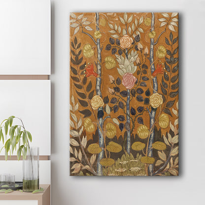 Vintage Folk Art Botanical Canvas Print Wall Art, Unique Abstract Floral Bouquet Oil Painting Art