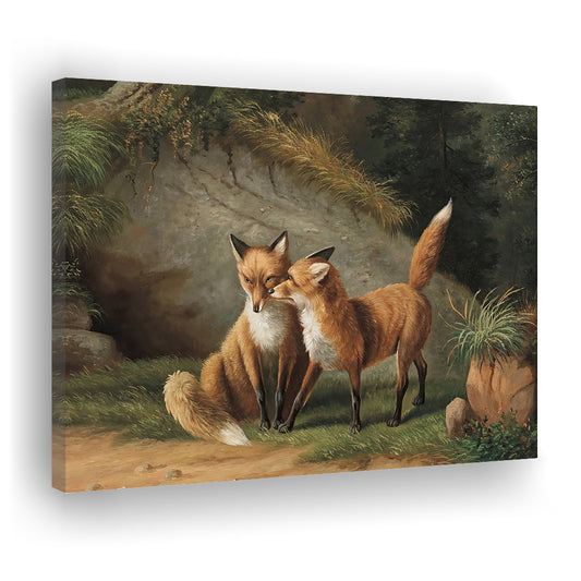 Vintage Fox Oil Painting Antique Animal Modern Farmhouse Decor Rustic Cottage Core Animal Wall Decor