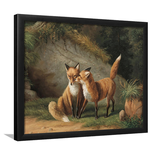 Vintage Fox Oil Painting Antique Animal Modern Farmhouse Decor Rustic Cottage Core Animal Wall Decor