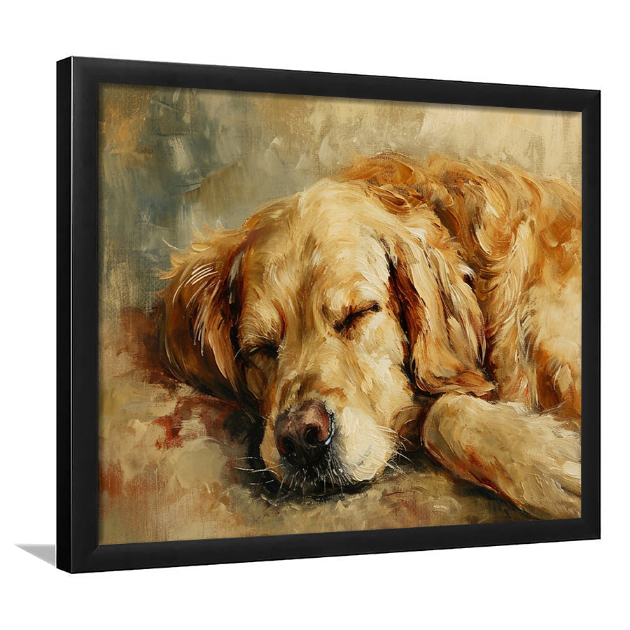 Vintage Golden Retriever Art Print Oil Painting Antique Art Gift for Dog Lovers, Framed Art Print Wall Decor, Picture Framed