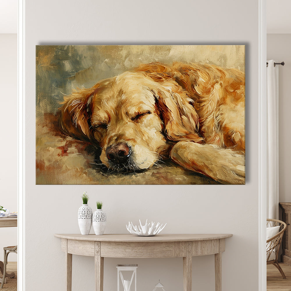 Vintage Golden Retriever Art Print Oil Painting Antique Art Gift For Dog Lovers, Canvas Print Wall Art, Wall Decor, Painting Canvas